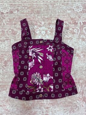 WHBM 🌺 Floral Bustier Cotton Buttoned Top